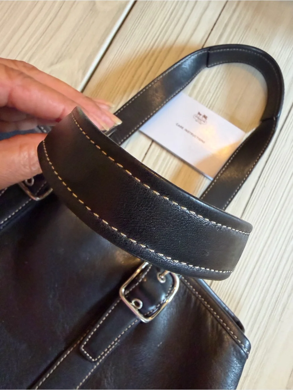 Vintage Coach Hamptons Black Leather Carryall Tote Bag Satchel Y2K 7588